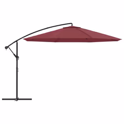 vidaXL Ombrellone a Sbalzo Palo in Alluminio 350 cm Rosso Bordeaux - Vista aggiuntiva 3