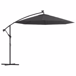 vidaXL Ombrellone a Sbalzo con LED e Palo in Acciaio 300 cm Antracite - Vista aggiuntiva 2