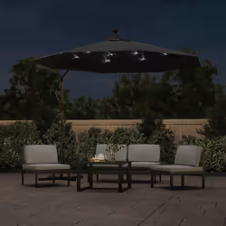 vidaXL Ombrellone a Sbalzo con LED e Palo in Acciaio 300 cm Antracite - Vista aggiuntiva 3