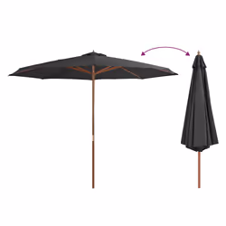 vidaXL Ombrellone da Esterni con Palo in Legno 350 cm Antracite - Vista aggiuntiva 3