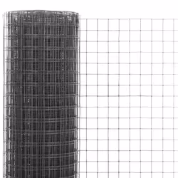 Recinzione in Rete per Pollaio in Acciaio e PVC 10x1,5 m Grigiacod mxl 80546
