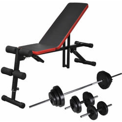 Panca Reclinabile con Bilanciere e Set di Manubri da 30,5 kg Vidaxl 10256