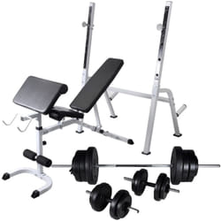 Vidaxl - Panca Multifunzione con Rack Bilanciere e Set Manubri 60,5 kg