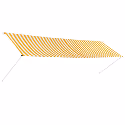 vidaXL Tenda da Sole Retrattile 400x150 cm Giallo e Bianco - Vista aggiuntiva 2