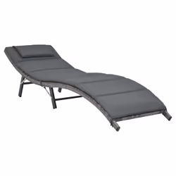 Set Lettini da Giardino 3 pz Pieghevoli in Polyrattan Grigiocod mxl 70927 - Vista aggiuntiva 3