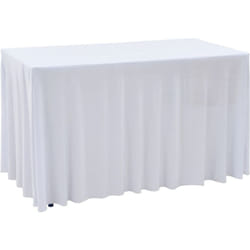 vidaXL Copertura Elastica per Tavolo con Gonna 2pz 120x6,5x74cm Bianco