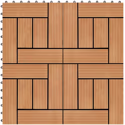 Questo set di piastrelle per decking in WPC, con una dimensione della singola piastrella di 30 x 30 cm, è composto da 11 pezz ...