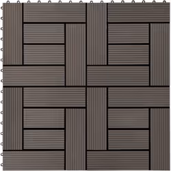 Questo set di piastrelle per decking in WPC, con una dimensione della singola piastrella di 30 x 30 cm, è composto da 11 pezz ...