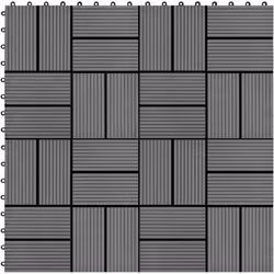 Questo set di piastrelle per decking in WPC, con una dimensione della singola piastrella di 30 x 30 cm, è composto da 11 pezz ...