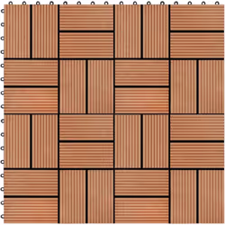 Questo set di piastrelle per decking in WPC, con una dimensione della singola piastrella di 30 x 30 cm, è composto da 11 pezz ...