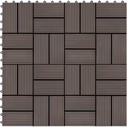 Questo set di piastrelle per decking in WPC, con una dimensione della singola piastrella di 30 x 30 cm, è composto da 11 pezz ...
