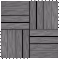Il nostro set di piastrelle per decking con rilievi in WPC, è composto da 11 pezzi, aventi ciascuno una dimensione di 30 x 30 ...