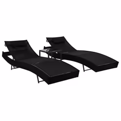 VidaXL 44893, Salone, Tessuto, Rattan sintetico, Acciaio, Nero, 700 mm, 2130 mm, 915 mm