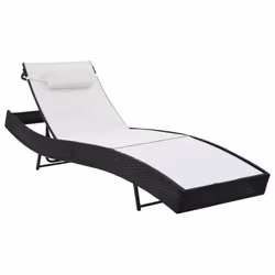 VidaXL 44894 sedia da esterno Salone Tessuto, Rattan sintetico, Acciaio Nero, Bianco - Vista aggiuntiva 4