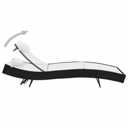 VidaXL 44894 sedia da esterno Salone Tessuto, Rattan sintetico, Acciaio Nero, Bianco - Vista aggiuntiva 5