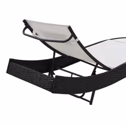 VidaXL 44894 sedia da esterno Salone Tessuto, Rattan sintetico, Acciaio Nero, Bianco - Vista aggiuntiva 7
