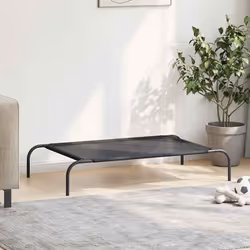 vidaXL Cuccia per Cani Rialzata Nera L in Textilene - Vista aggiuntiva 3
