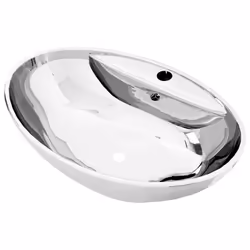 vidaXL Lavandino con Troppopieno 58,5x39x21 cm in Ceramica Argento - Vista aggiuntiva 2