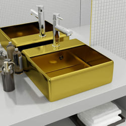 Lavabo, Lavandino con Troppopieno 41x41x15 cm in Ceramica Oro Vidaxl 1761
