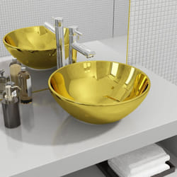 Vidaxl - Lavabo, Lavandino 32,5x14 cm in Ceramica Oro 9643