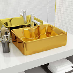 Lavabo, Lavandino con Foro per Rubinetto 45x32x12,5 cm in Ceramica Oro Vidaxl 8708