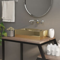 Lavabo, Lavandino con Troppopieno 49x25x15 cm in Ceramica Oro Vidaxl 8734