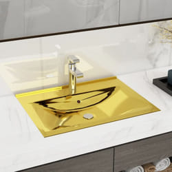 Lavabo, Lavandino con Troppopieno 60x46x16 cm in Ceramica Oro Vidaxl 6100