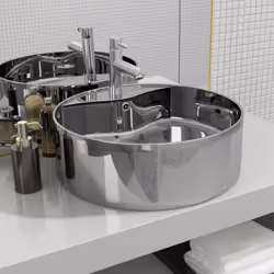 Realizzato in ceramica, questo lavabo a forma rotonda costituisce un'aggiunta elegante e senza tempo a qualsiasi stanza da ba ...