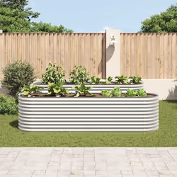 vidaXL Letto Rialzato Giardino 320x80x81 cm in Acciaio Zincato Argento - Vista aggiuntiva 3