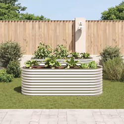 vidaXL Letto Rialzato Giardino 240x80x81 cm in Acciaio Zincato Argento - Vista aggiuntiva 3
