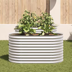vidaXL Letto Rialzato Giardino 160x80x81 cm in Acciaio Zincato Argento - Vista aggiuntiva 3