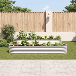 vidaXL Letto Rialzato Giardino 320x80x44 cm in Acciaio Zincato Argento - Vista aggiuntiva 3