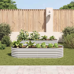 vidaXL Letto Rialzato Giardino 240x80x44 cm in Acciaio Zincato Argento - Vista aggiuntiva 3