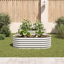 vidaXL Letto Rialzato Giardino 160x80x44 cm in Acciaio Zincato Argento - Vista aggiuntiva 3