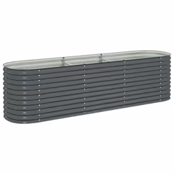 vidaXL Letto Rialzato Giardino 320x80x81 cm in Acciaio Zincato Grigio - Vista aggiuntiva 2
