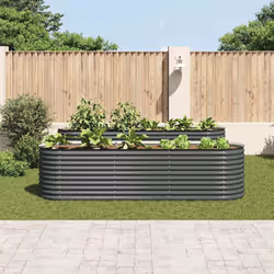 vidaXL Letto Rialzato Giardino 320x80x81 cm in Acciaio Zincato Grigio - Vista aggiuntiva 3