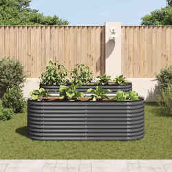 vidaXL Letto Rialzato Giardino 240x80x81 cm in Acciaio Zincato Grigio - Vista aggiuntiva 3