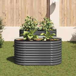 vidaXL Letto Rialzato Giardino 160x80x81 cm in Acciaio Zincato Grigio - Vista aggiuntiva 3