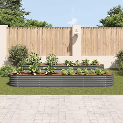 vidaXL Letto Rialzato Giardino 400x80x44 cm in Acciaio Zincato Grigio - Vista aggiuntiva 3