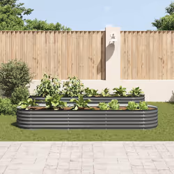 vidaXL Letto Rialzato Giardino 320x80x44 cm in Acciaio Zincato Grigio - Vista aggiuntiva 3
