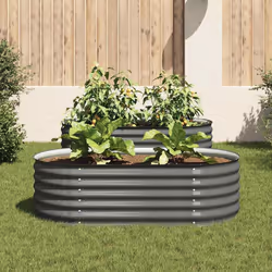 vidaXL Letto Rialzato Giardino 160x80x44 cm in Acciaio Zincato Grigio - Vista aggiuntiva 3