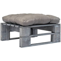 vidaXL Ottomana da Giardino in Pallet con Cuscino Grigio Legno Grigio