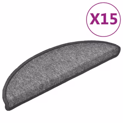 vidaXL Tappetini per scale 15 pz 56x17x3 cm Grigio scuro Semicircolari - Vista aggiuntiva 2