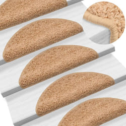 Vidaxl - 15 pz Tappetini per Scale, Tappeti Antiscivolo per Scale Interne per Bambini Beige 56x17x3 cm