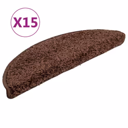 vidaXL Tappetini per scale 15 pz 56x17x3 cm Marrone Semicircolari - Vista aggiuntiva 2