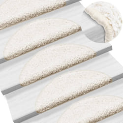 vidaXL Tappetini per scale 15 pz 56x17x3 cm Bianco Semicircolari