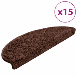 vidaXL Tappetini per scale 15 pz 65x21x4 cm Marrone Semicircolari Grandi - Vista aggiuntiva 2
