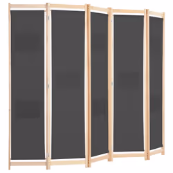 Divisorio a 5 Pannelli Grigio 200x170x4 cm in Tessutocod mxl 118507 - Vista aggiuntiva 3