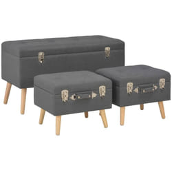 Vidaxl - Sgabelli con Contenitore 3 pz in Tessuto Grigio Scuro 58414