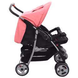 VidaXL 10155 carrozzina Passeggino gemellare 2 seduta(e) Nero, Rosa - Vista aggiuntiva 2